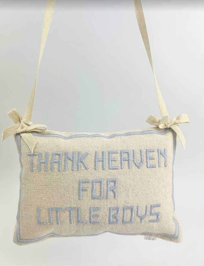 Thank Heaven Boy Door Hanger Pillow Baby in  at Wrapsody