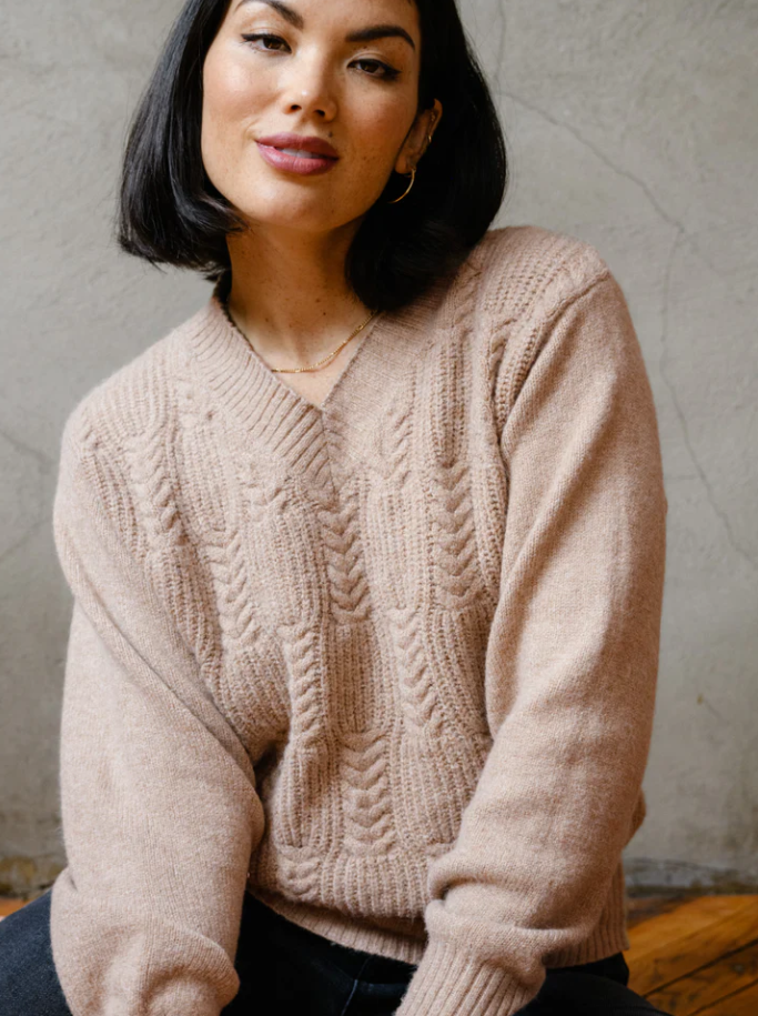 Able Lindsey Sweater in Taupe Sweaters in XS at Wrapsody