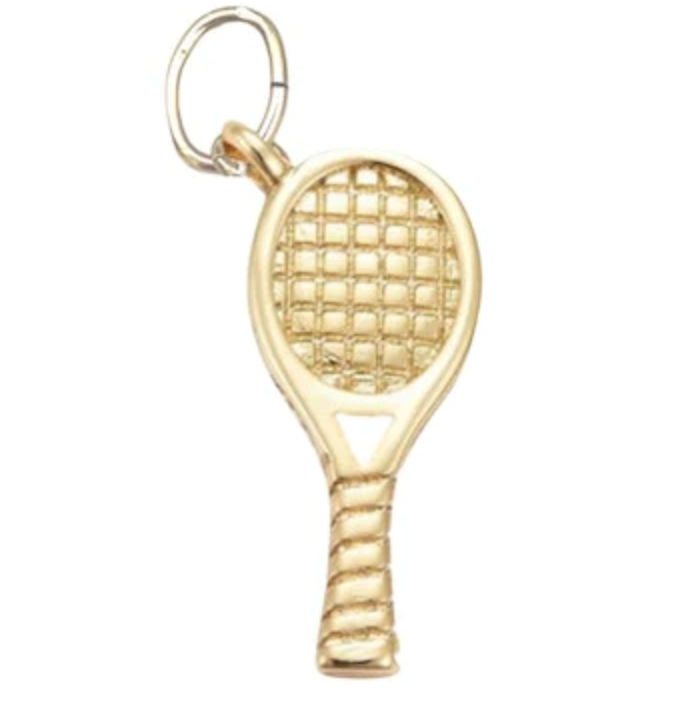 Tennis Racquet Gold Charm Charm in  at Wrapsody
