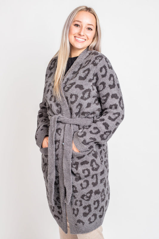 Barefoot Dreams CozyChic In The Wild Robe Loungewear in Graphite/Carbon at Wrapsody