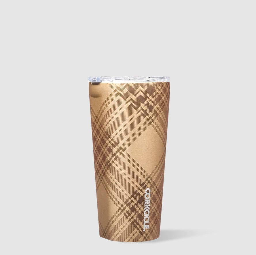 Corkcicle Tumbler 16oz Drinkware in Golden Plaid at Wrapsody