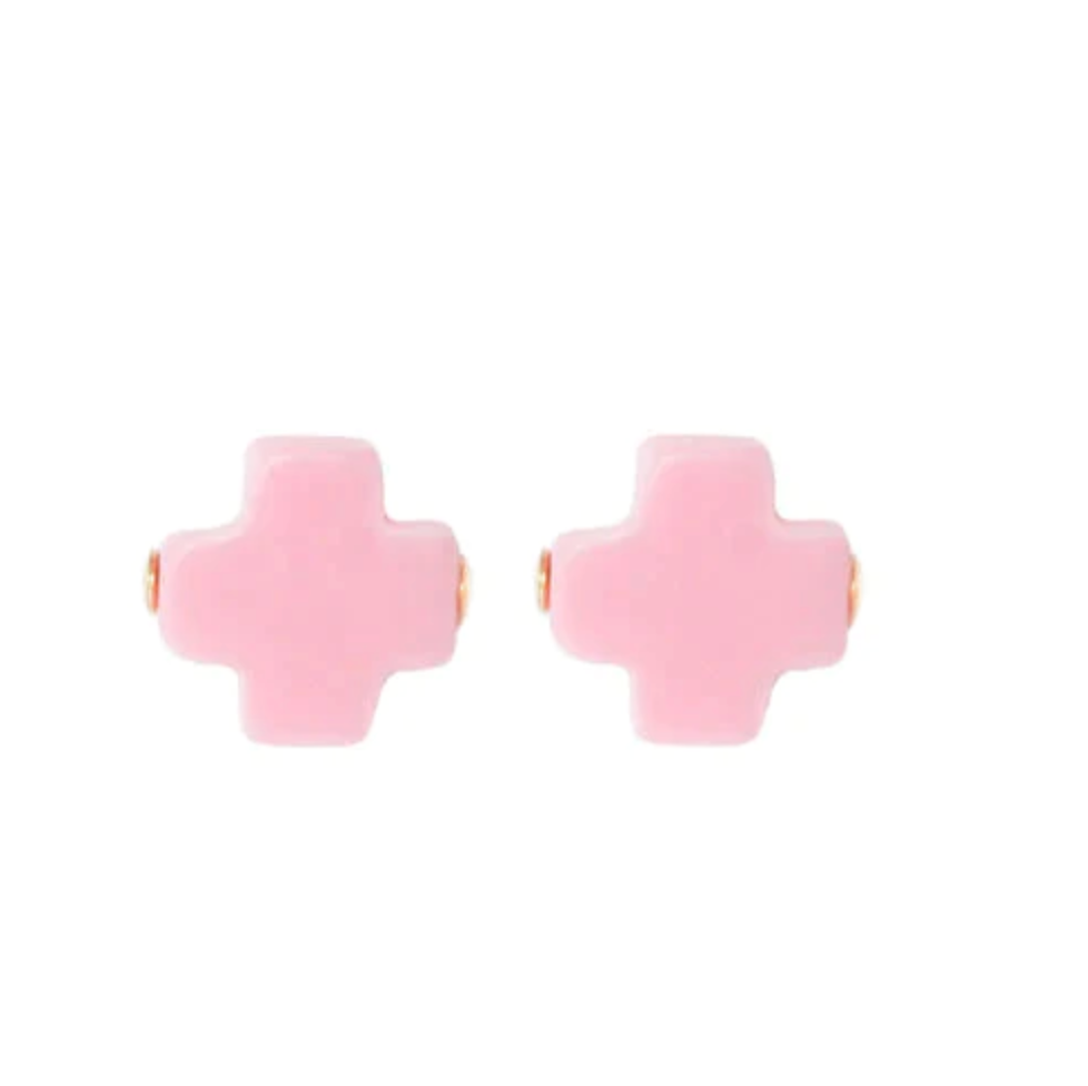 Enewton Signature Cross Stud Earrings in Pink at Wrapsody