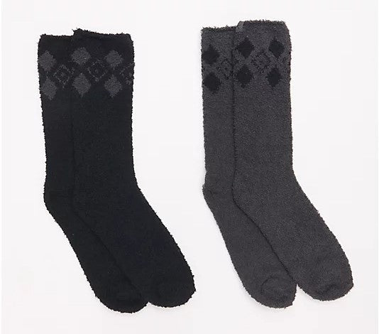 Barefoot Dreams CozyChic Women's Pattern Sock Set Loungewear in Carbon/Black at Wrapsody