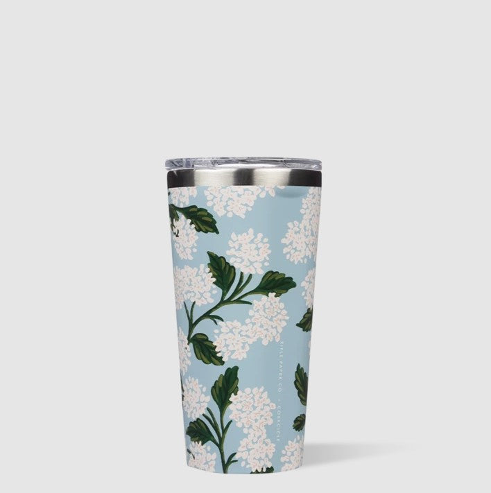 Corkcicle Tumbler 16oz Drinkware in Gloss Blue Hydrangea at Wrapsody