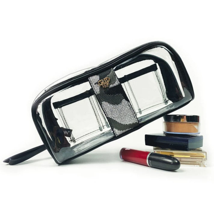 PurseN Bombshell Makeup Case Cosmetic Bags in Silver Camo at Wrapsody