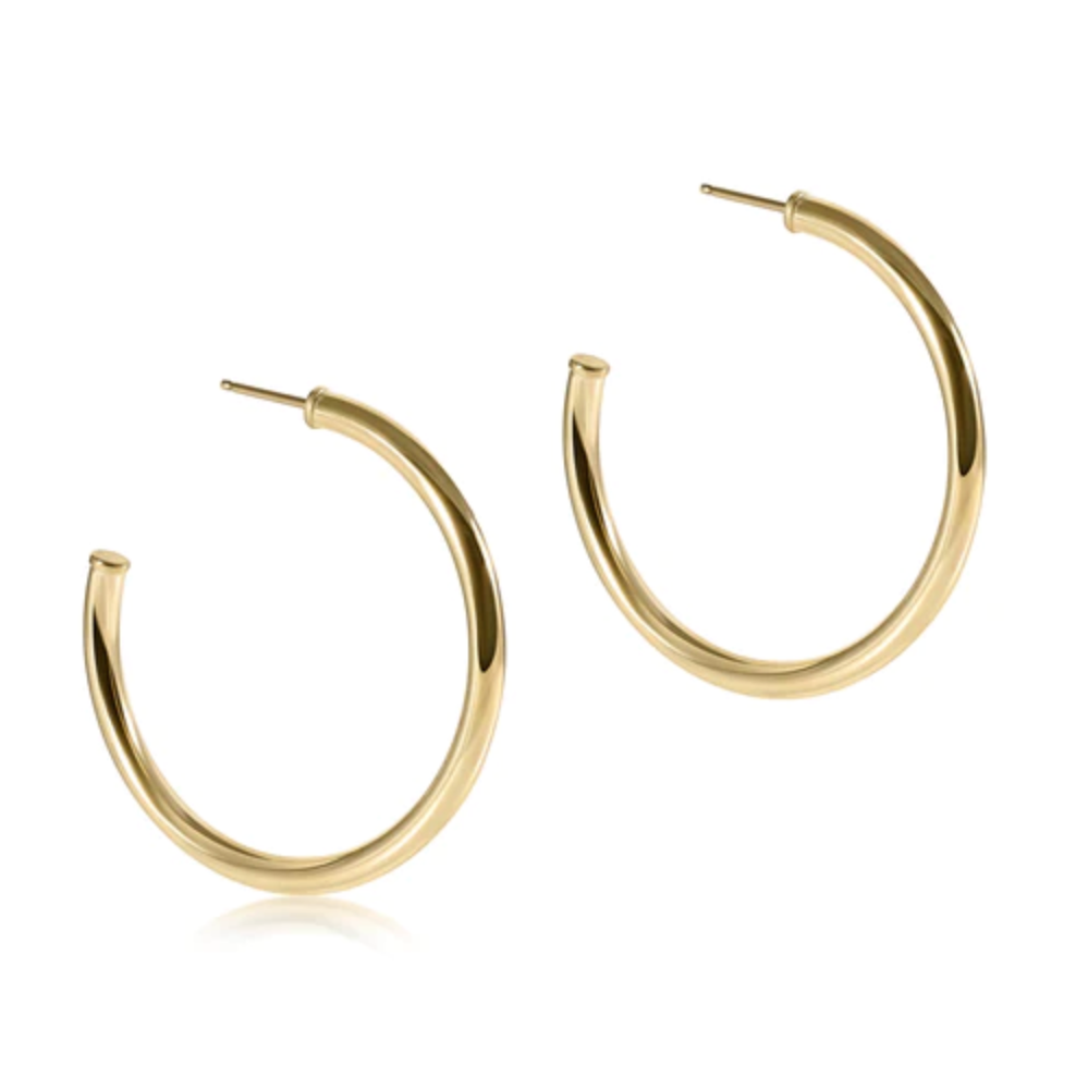 Enewton Round Gold 2" Post Hoop 3mm Smooth Earrings in Default Title at Wrapsody