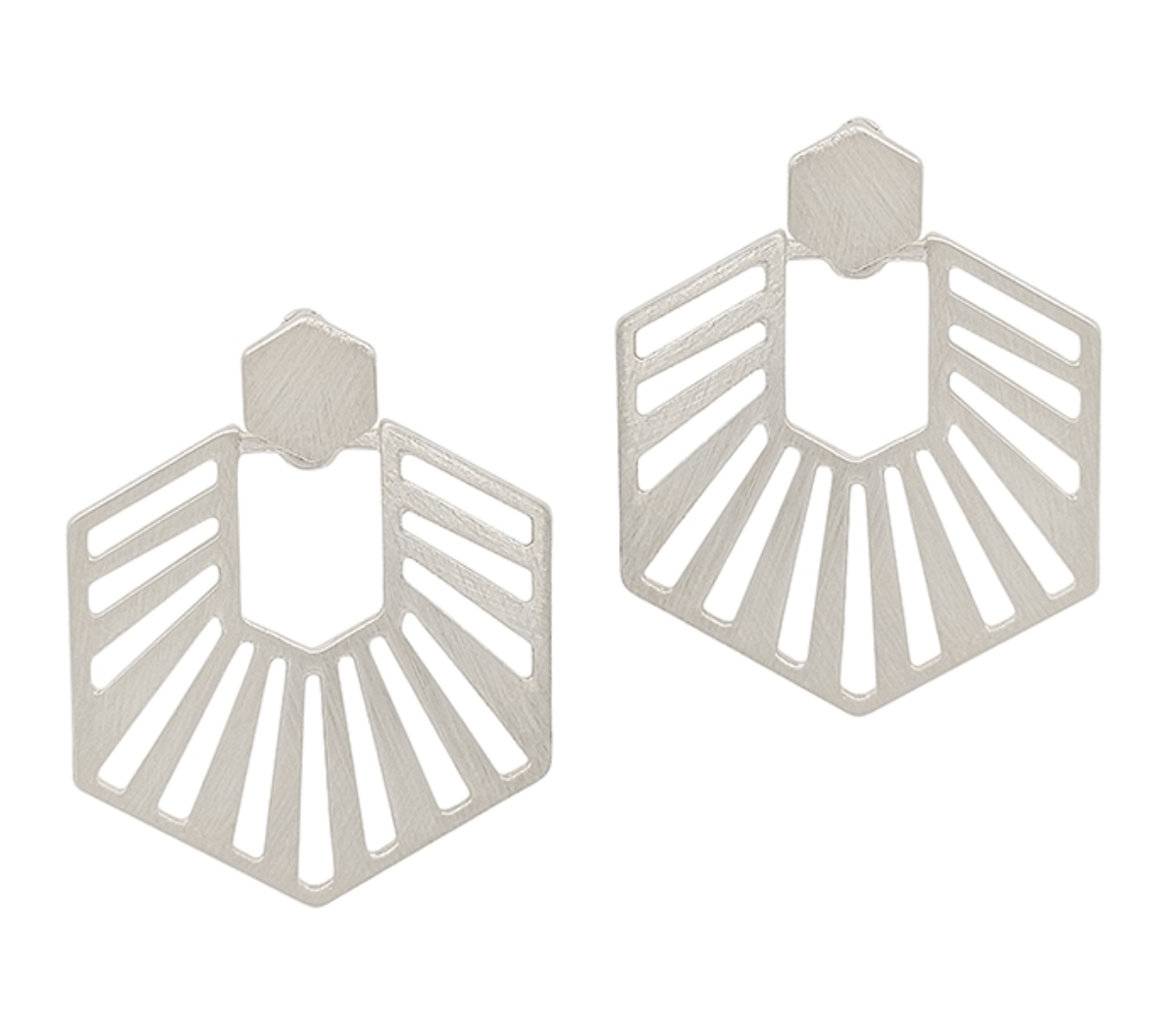 Matte Geometric Silver Earrings Earrings in Default Title at Wrapsody