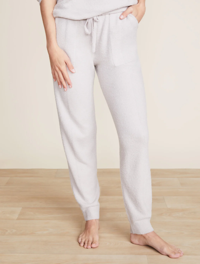 Barefoot Dreams Blocked Silver Ribbed Pant Loungewear in  at Wrapsody