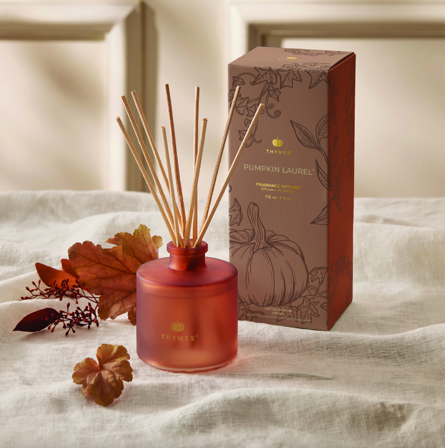 Thymes Pumpkin Laurel Petite Reed Diffuser Scents in  at Wrapsody