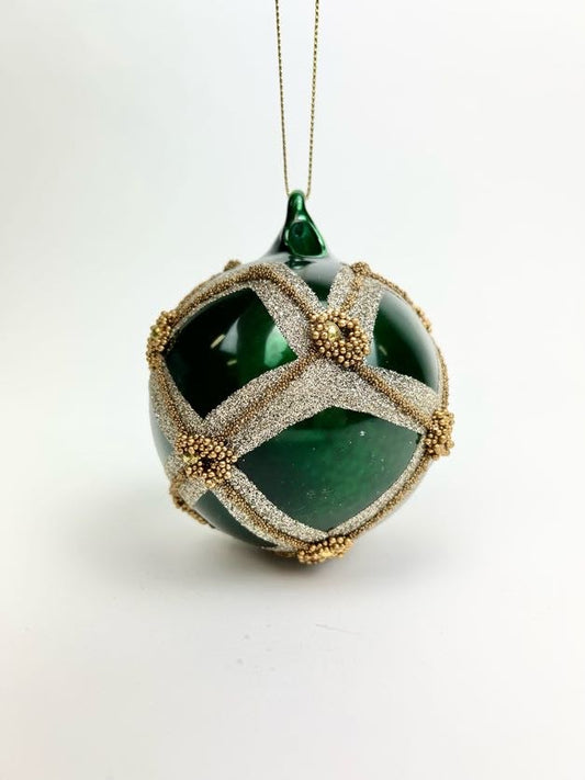 Green & Gold Beaded Small Ornament Home Decor in  at Wrapsody