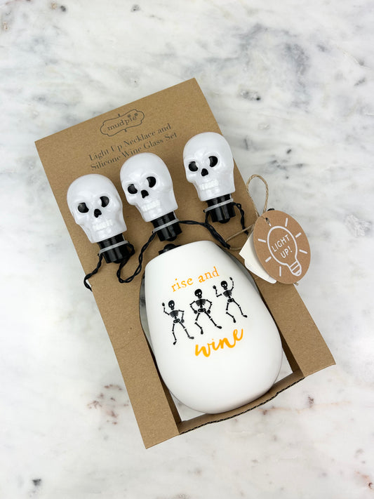 Rise & Wine Glass Set - Skeletons Drinkware in  at Wrapsody