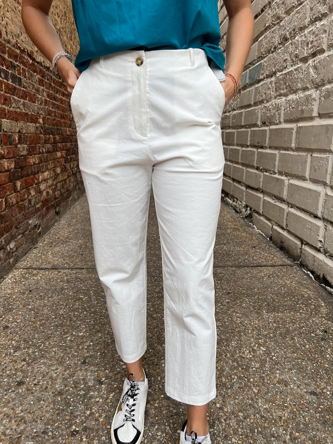 On The Move Tapered Pant Pants in White at Wrapsody