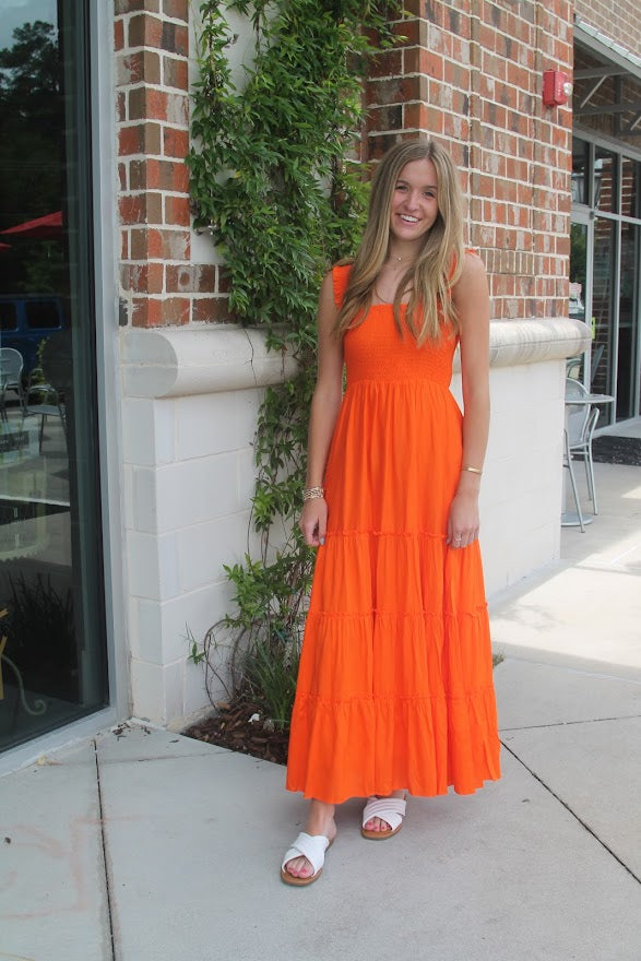 Orange as the Sky Midi Dress Dresses in Orng at Wrapsody