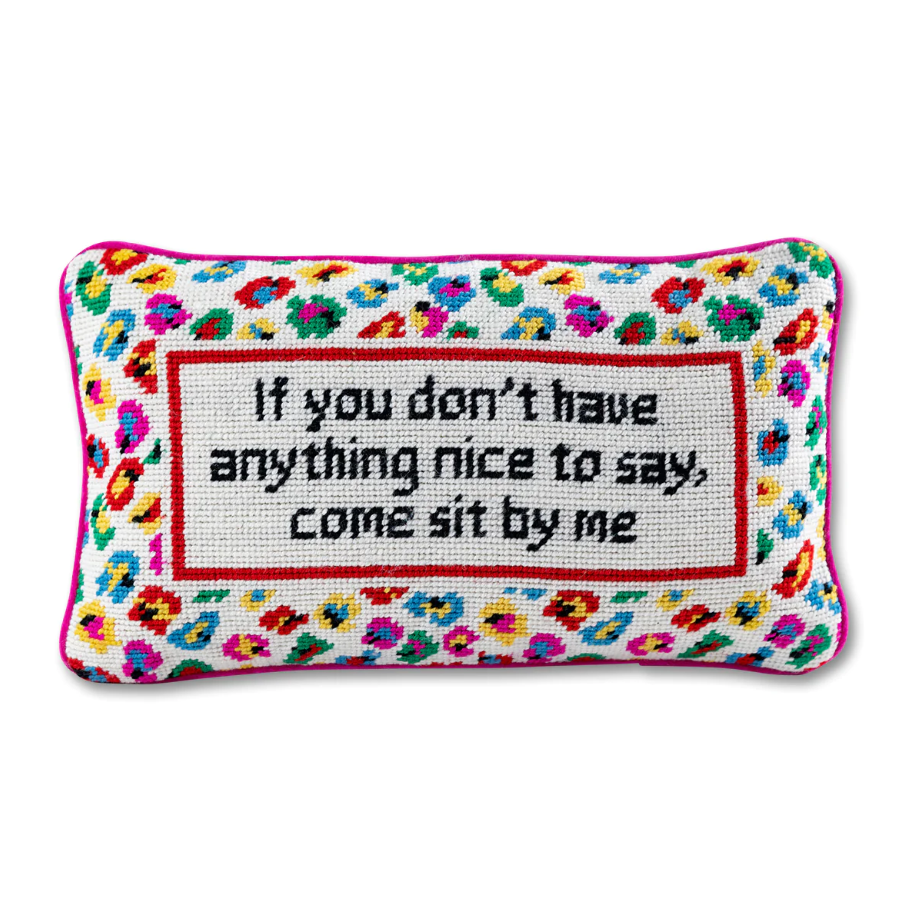 Come Sit By Me Needlepoint Pillow Pillows in  at Wrapsody