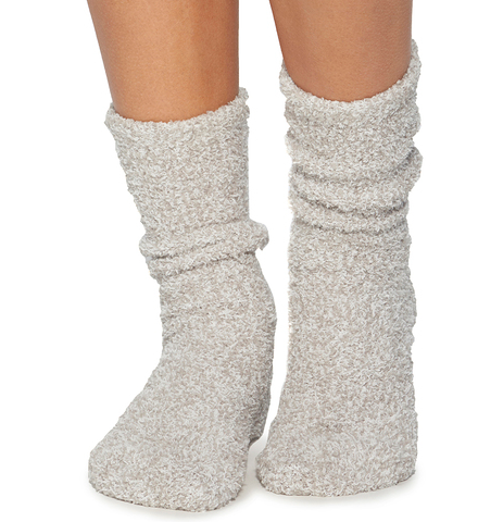 Barefoot Dreams CozyChic Heathered Socks Loungewear in Oyster at Wrapsody