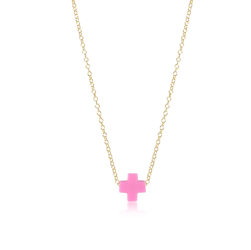 Enewton Signature Cross Necklace (eGirl SIZE) Necklaces in Bright Pink at Wrapsody