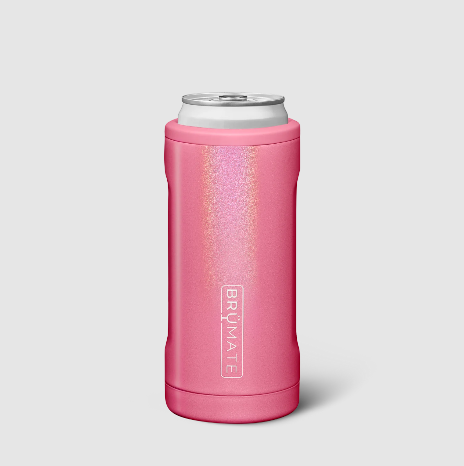 BruMate Glitter Slim Hopsulator Drinkware in Pink at Wrapsody