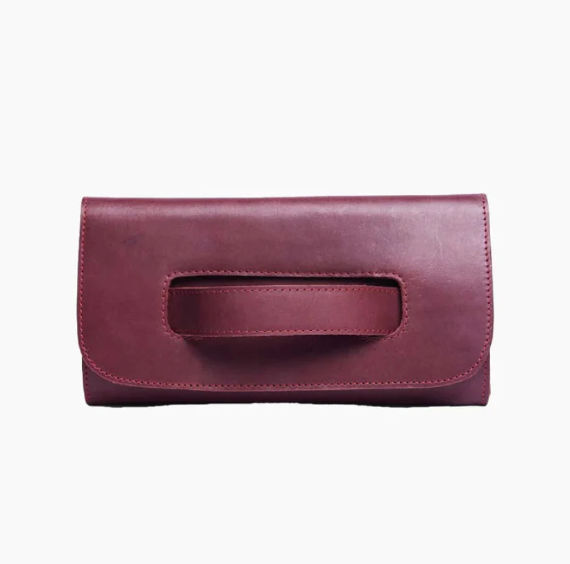 Able Mare Handle Clutch Handbags in Dark Cherry at Wrapsody