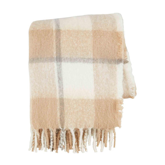 Plaid Taupe/White Blanket Blankets & Throws in  at Wrapsody