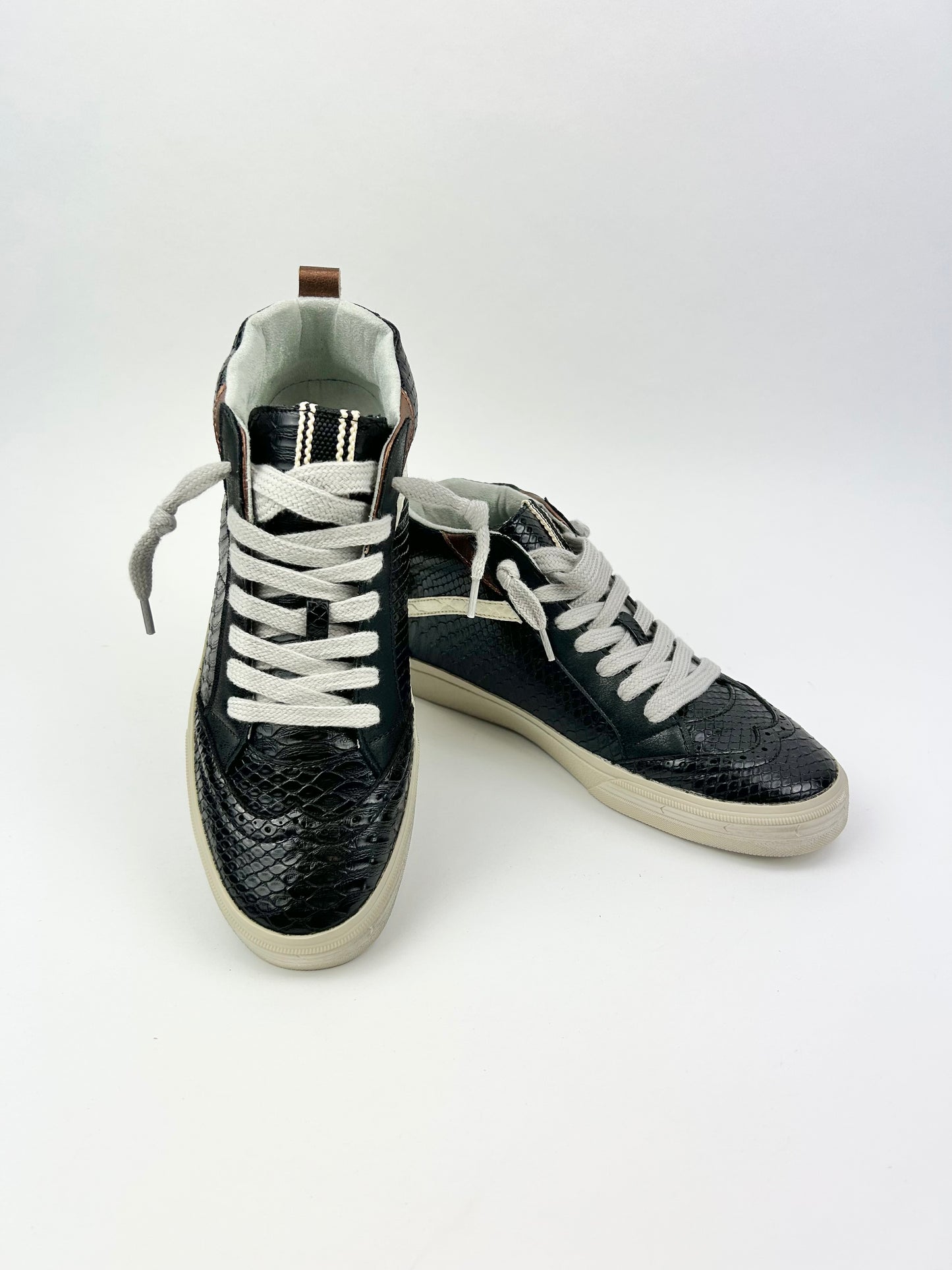 Riley Black Snake Sneaker Shoes in  at Wrapsody