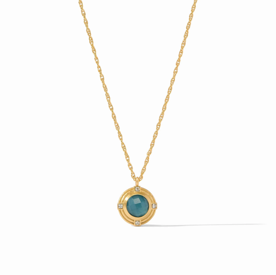 Julie osV Astor Peacock Blue Solitaire Neck Necklaces in  at Wrapsody