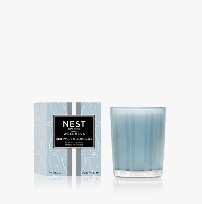 Nest Votive Candle 2oz Candles in Driftwood & Chamomile at Wrapsody
