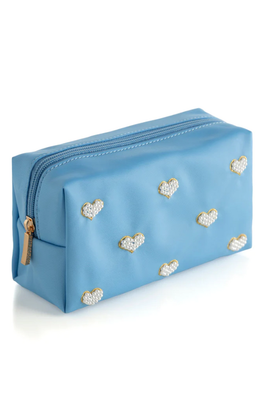 Blue  Hearts Pouch Travel Accessories in  at Wrapsody