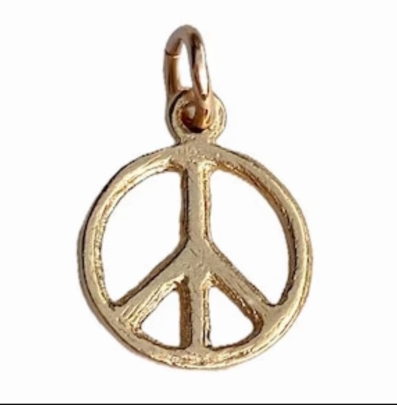 Peace Sign Gold Charm Charm in  at Wrapsody