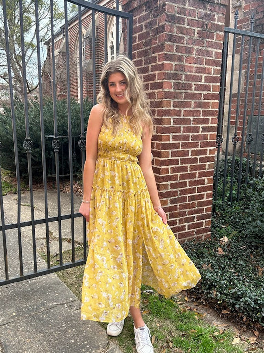 Maryam Yellow Floral Dress Dresses in XS at Wrapsody
