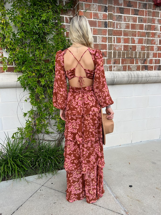 Anora Rust Floral Dress