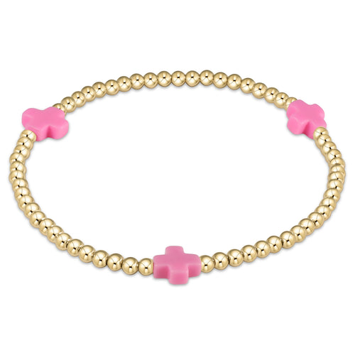 Enewton Signature Cross Gold Bracelet 3mm Bracelets in Bright Pink at Wrapsody