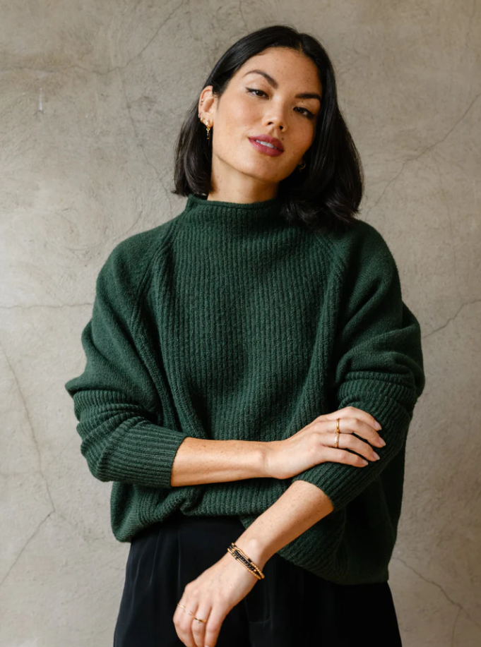Able Harriet Slouchy Sweater in Green Sweaters in XS at Wrapsody