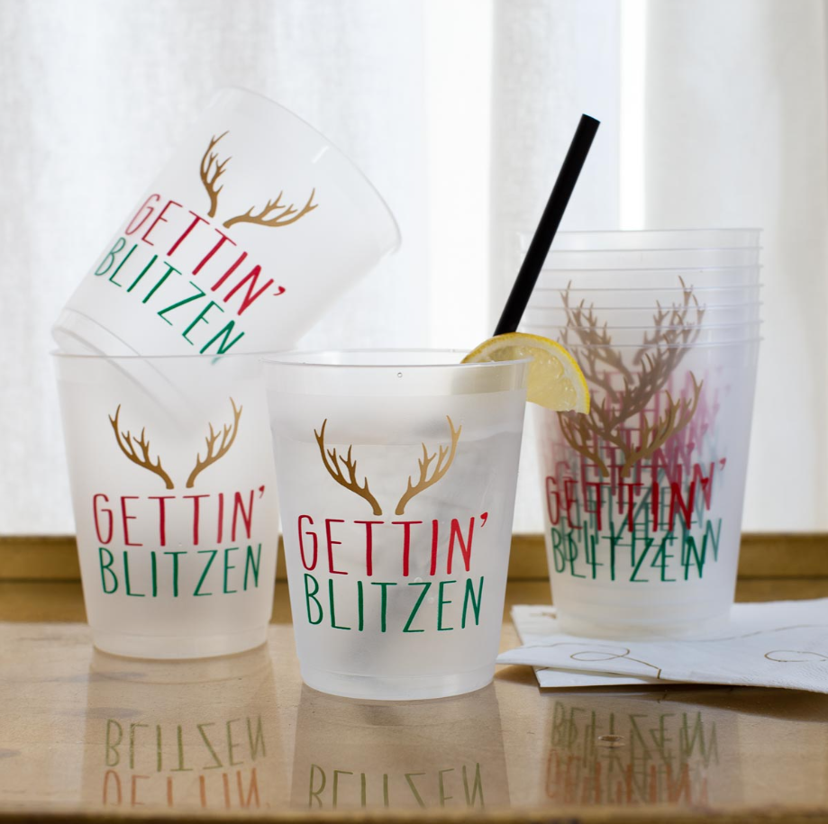 Frosted Cups Gettin Blitzen Set/10 Drinkware in  at Wrapsody