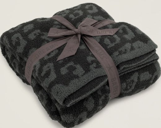 Barefoot Dreams CozyChic Barefoot in the Wild Leopard Throw Blankets & Throws in Graphite/Carbon at Wrapsody