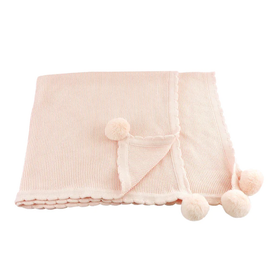 Pom Pom Baby Blanket Blankets & Throws in Blush Pink at Wrapsody