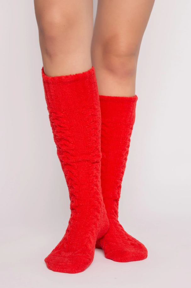 Fuzzy Scarlet Socks Loungewear in  at Wrapsody