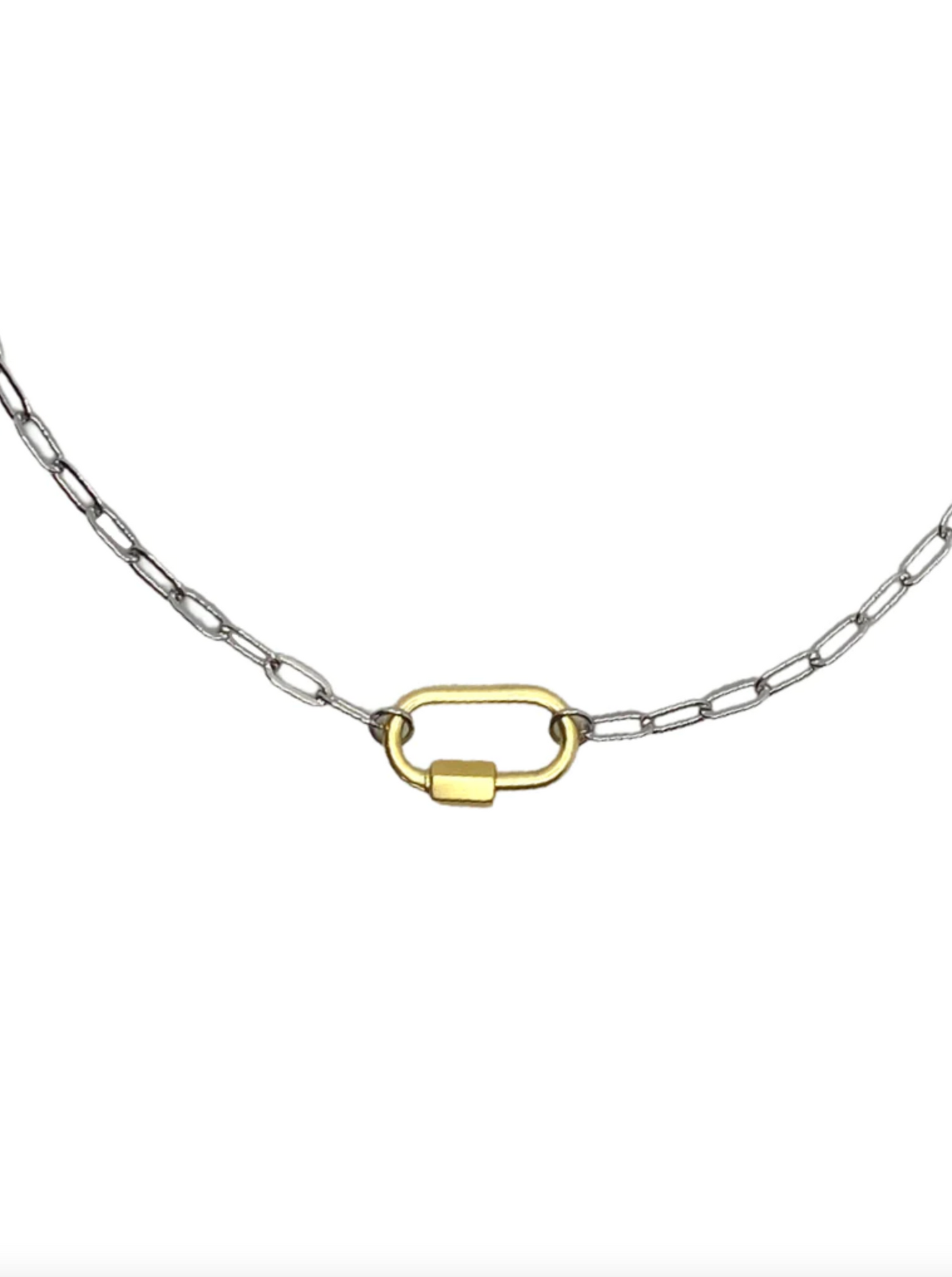 Clingy Carabiner  Gold/Silver Necklace Necklaces in  at Wrapsody