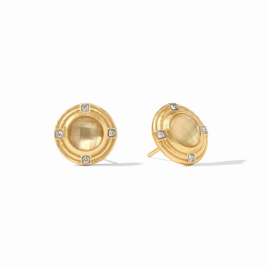 Julie Vos Astor Stone Stud Champagne Earrings in  at Wrapsody