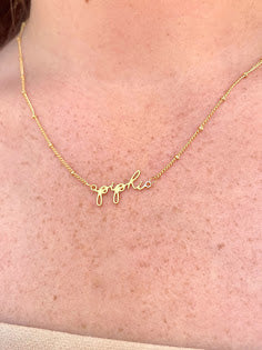 Gold Script Necklace Greek in  at Wrapsody