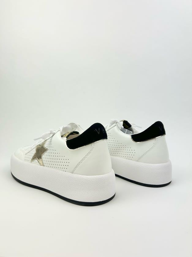Ream White/Gold Sneaker Shoes in  at Wrapsody