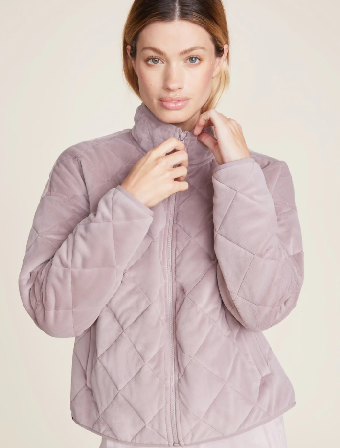 Barefoot Dreams  Luxe Chic Taupe Quilted Jacket Outerwear in  at Wrapsody