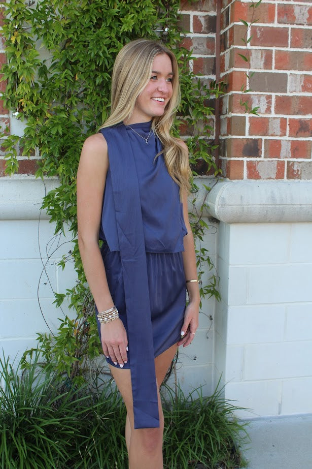 Scarlette Smoke Blue Dress Dresses in XS at Wrapsody