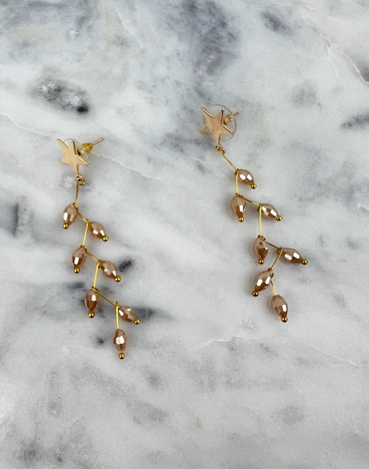 Gillian Beaded Earrings Earrings in Champagne at Wrapsody