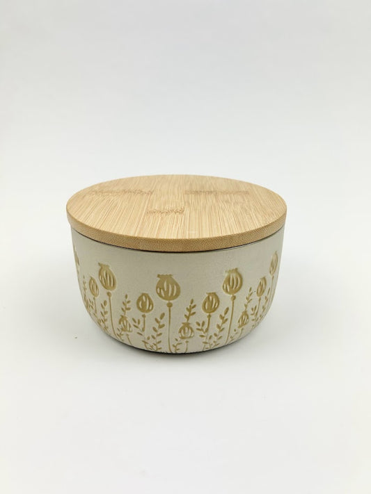 Floral Bamboo Lid Debossed Canister Kitchen in  at Wrapsody