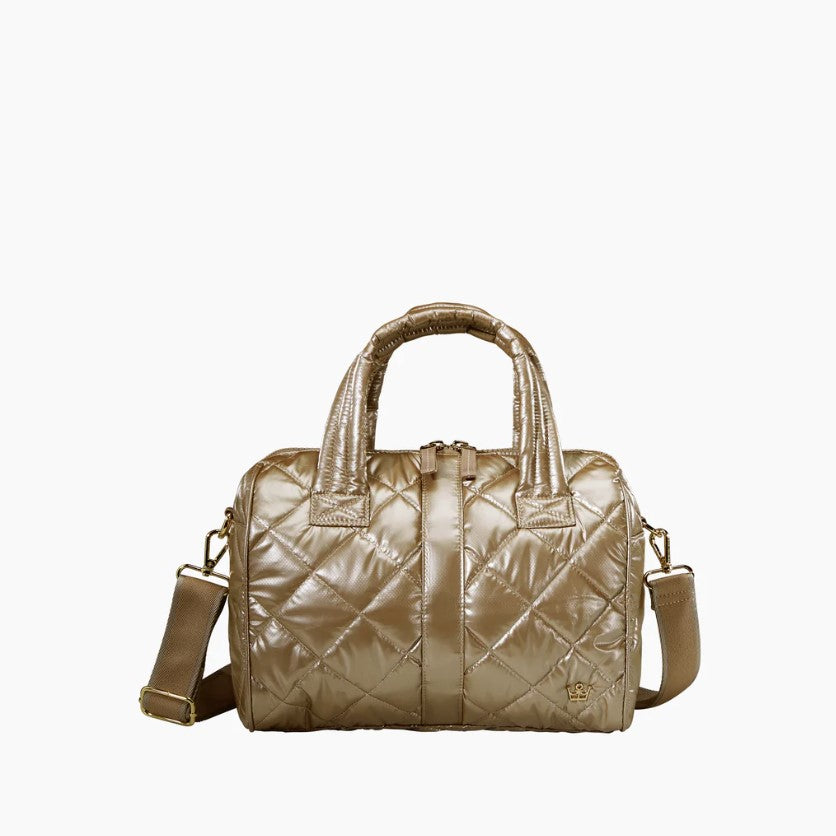Oliver Thomas Maxed Out Mini Duffle Luggage, Totes in Light Gold Metallic at Wrapsody