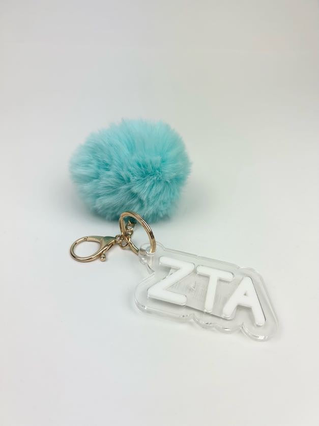 PomPom Acrylic Keychain Greek in Zeta Tau Alpha at Wrapsody