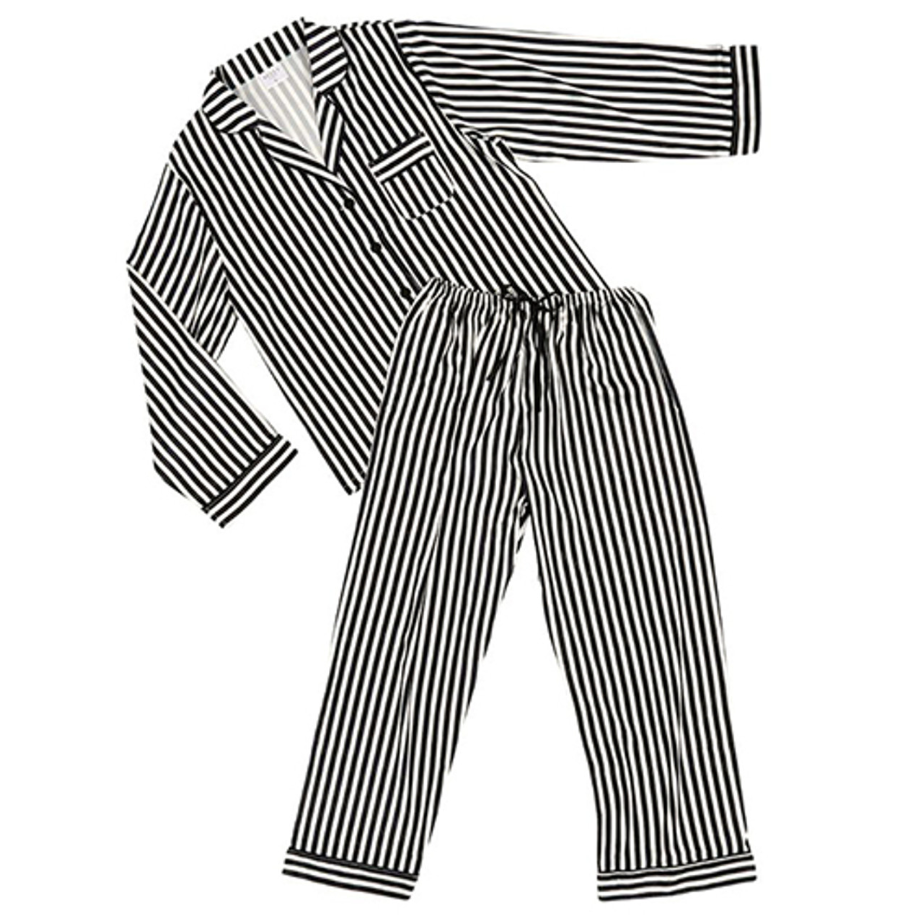 PJ Set White & Black Stripe Loungewear in  at Wrapsody