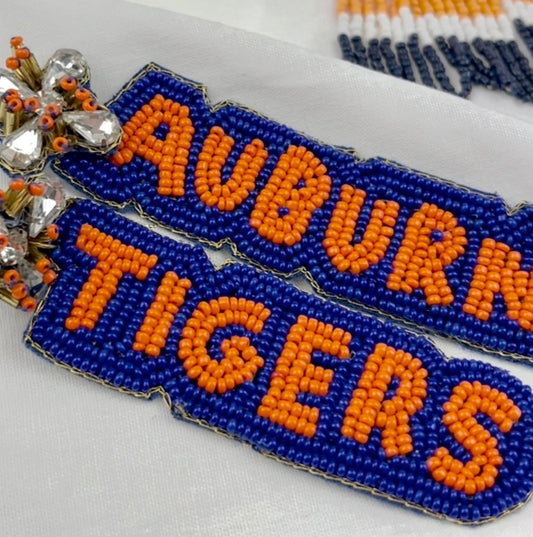 Auburn Tigers Beaded Earrings Earrings in  at Wrapsody