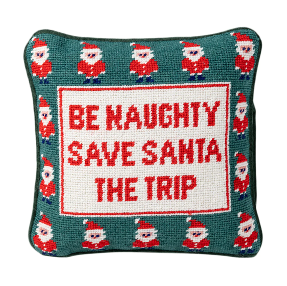 Be Naughty Needlepoint Pillow Pillows in  at Wrapsody