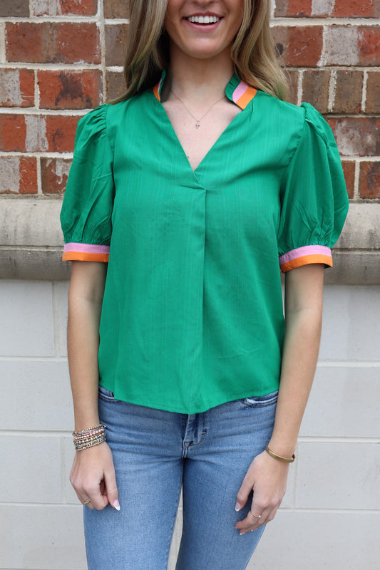 Sweet Spring Green Blouse Tops in  at Wrapsody